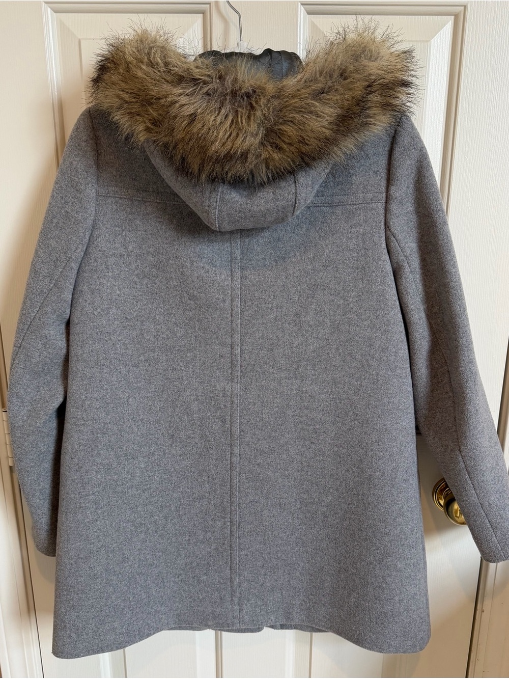 Like New J Crew Wool Blend Faux Fur Hooded Jacket Size 6 Gray - Picture 2 of 5